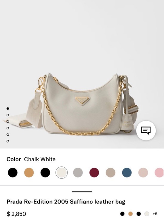 Prada Handbags - Prada Chalk White Saffiano Leather Shoulder Bag with Gold Chain